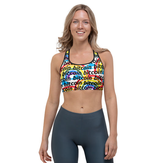 Bitcoin Rainbow Sports Bra printful