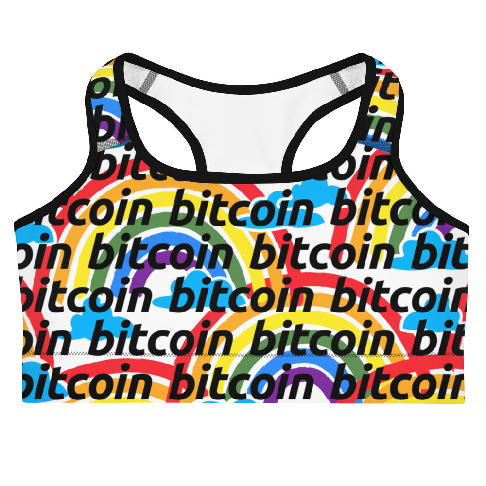 Bitcoin Rainbow Sports Bra printful