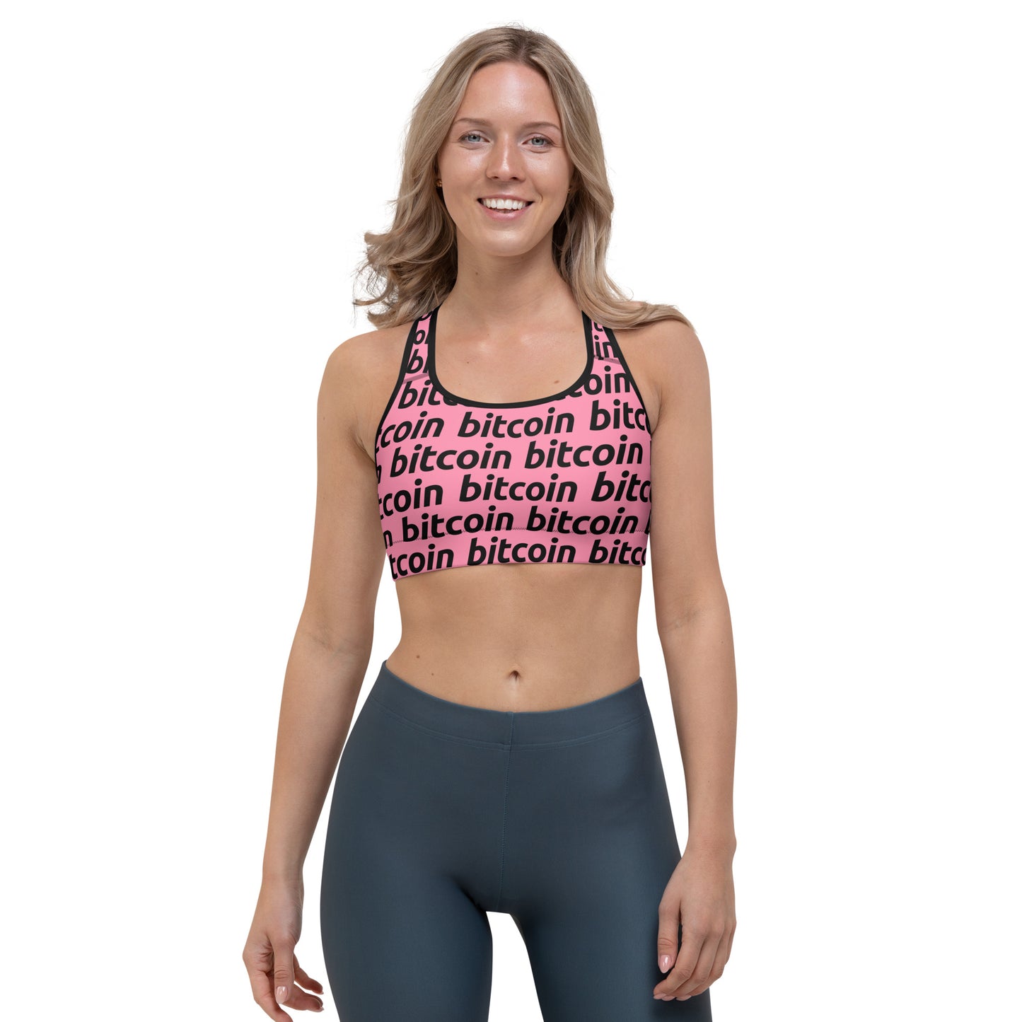 Bitcoin Rosa Sports Bra printful