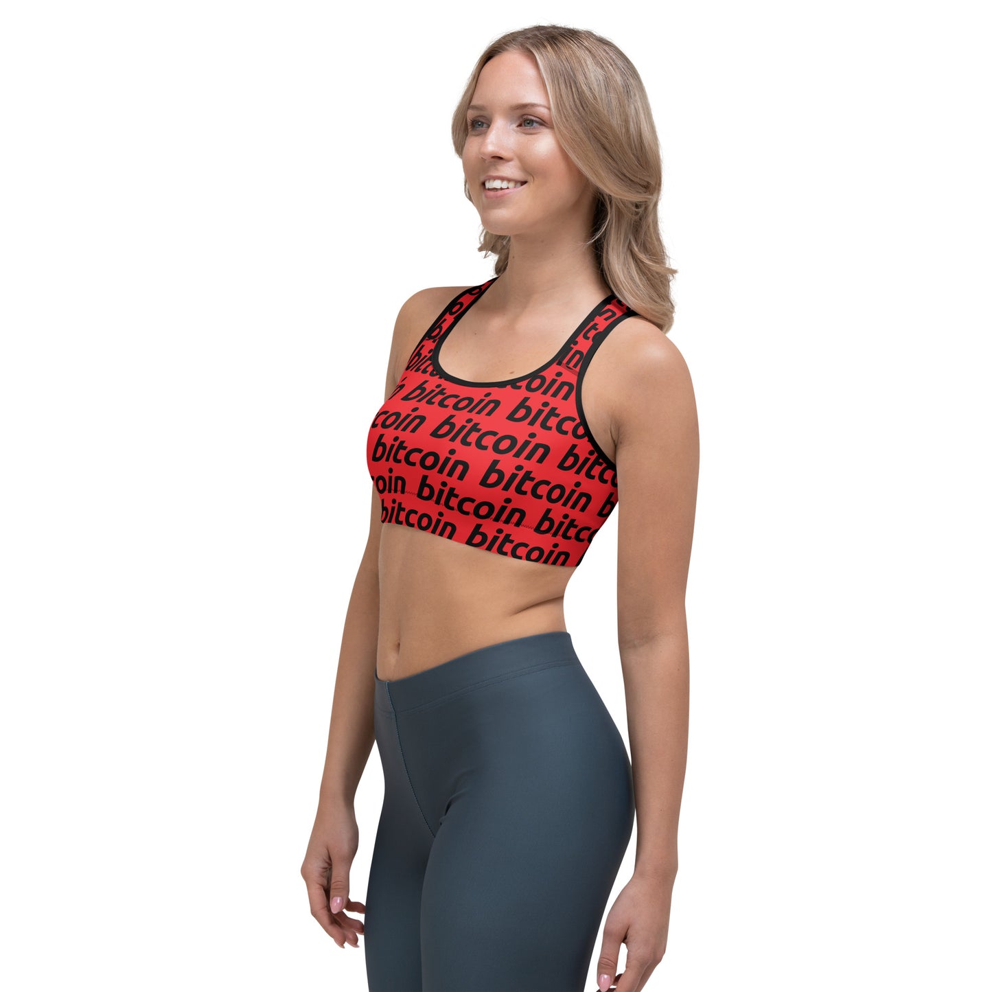 Bitcoin Red Sports bra printful