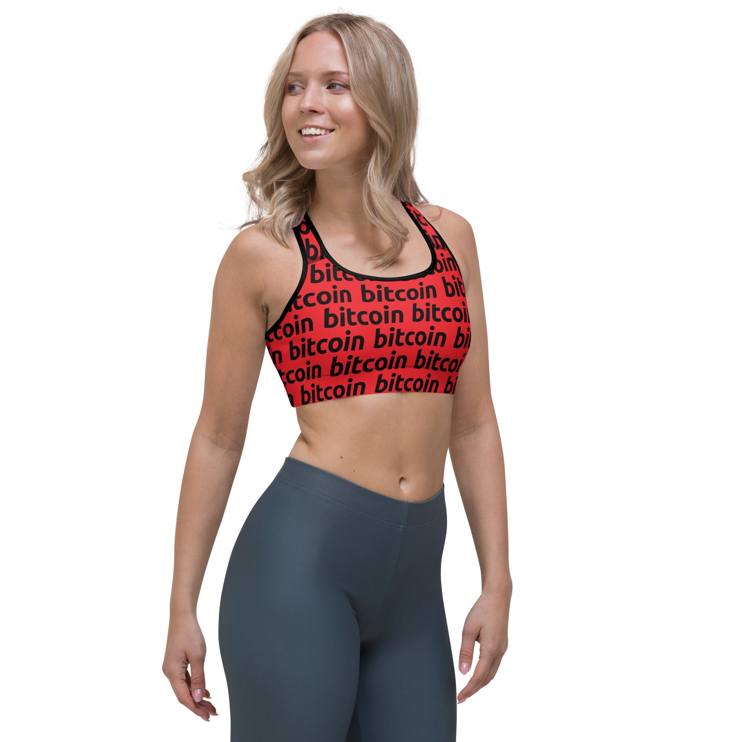 Bitcoin Red Sports bra printful
