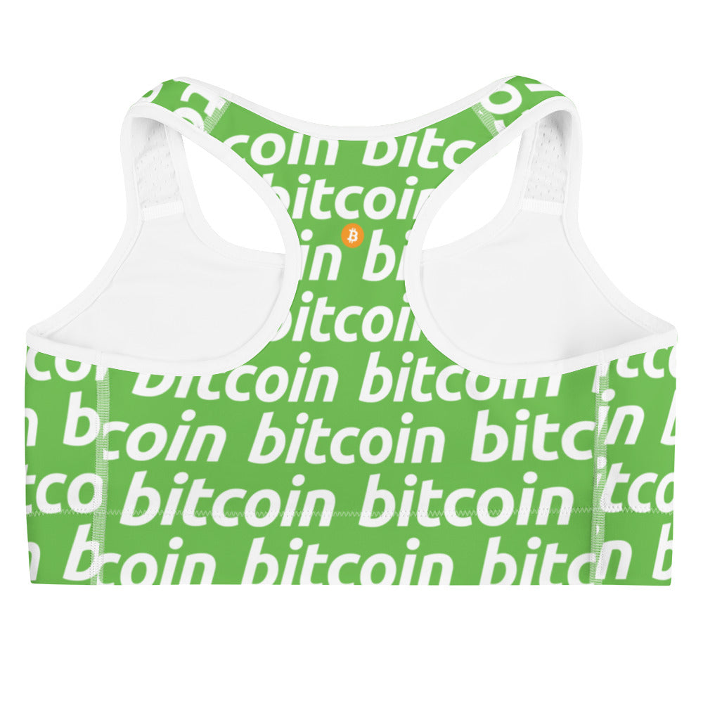 Bitcoin Grass White Sports Bra printful