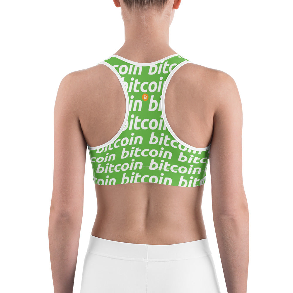 Bitcoin Grass White Sports Bra printful