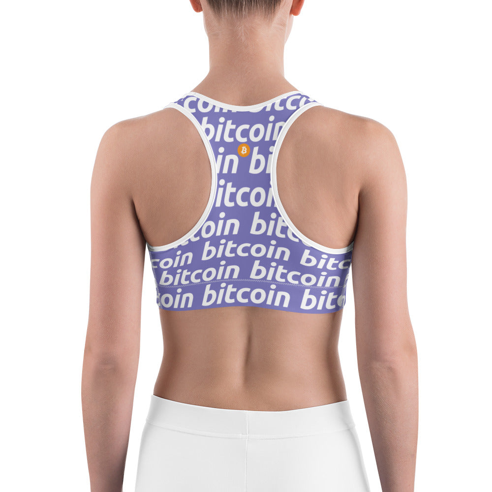 Bitcoin Violetta White Sports Bra printful