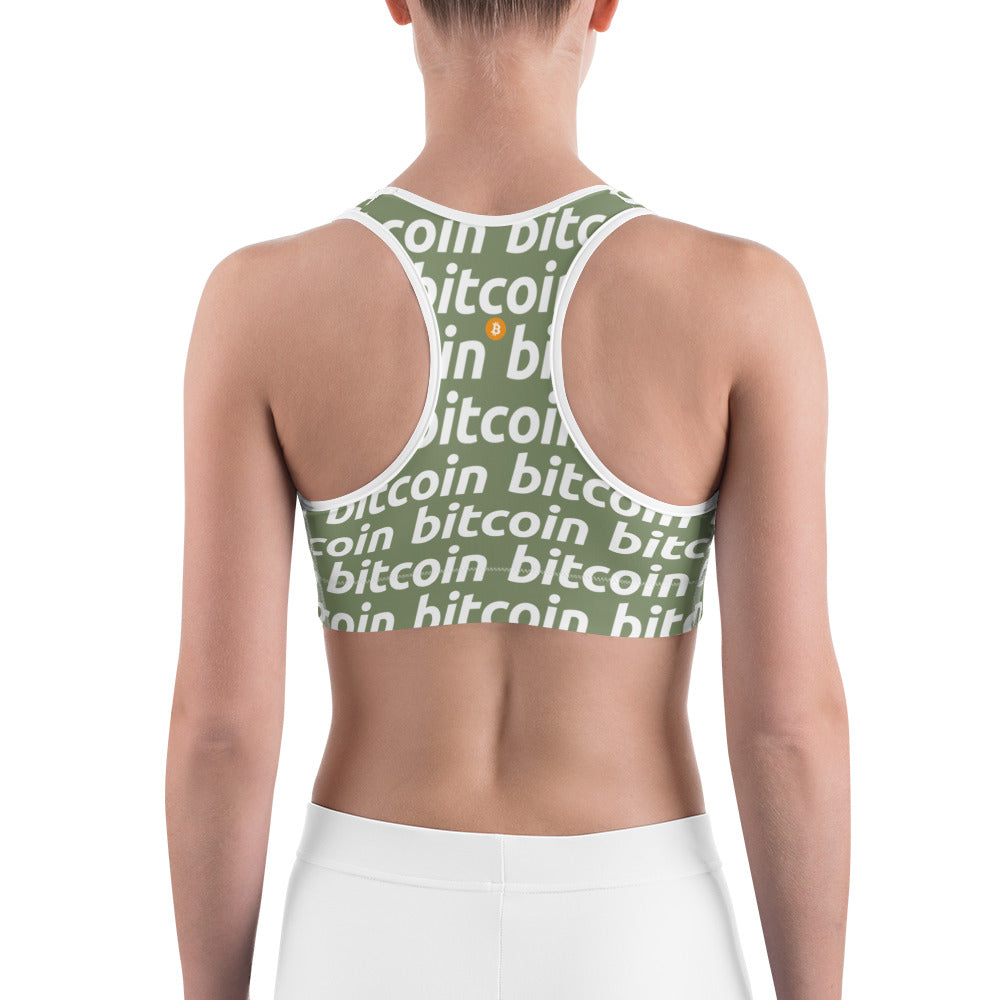 Bitcoin Forest White Sports Bra printful