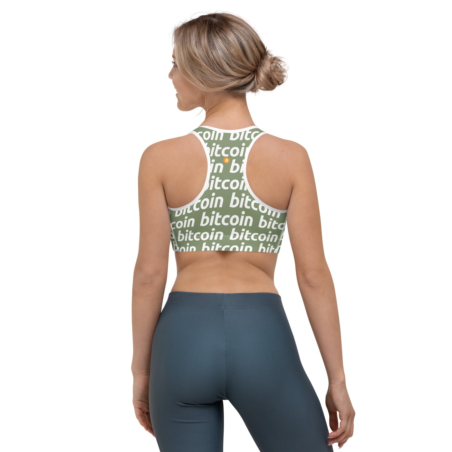 Bitcoin Forest White Sports Bra printful