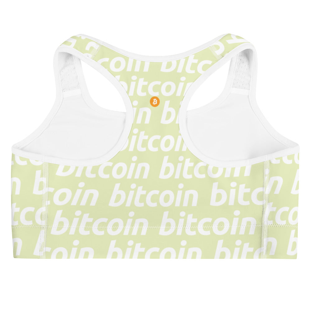 Bitcoin Lime White Sports Bra printful