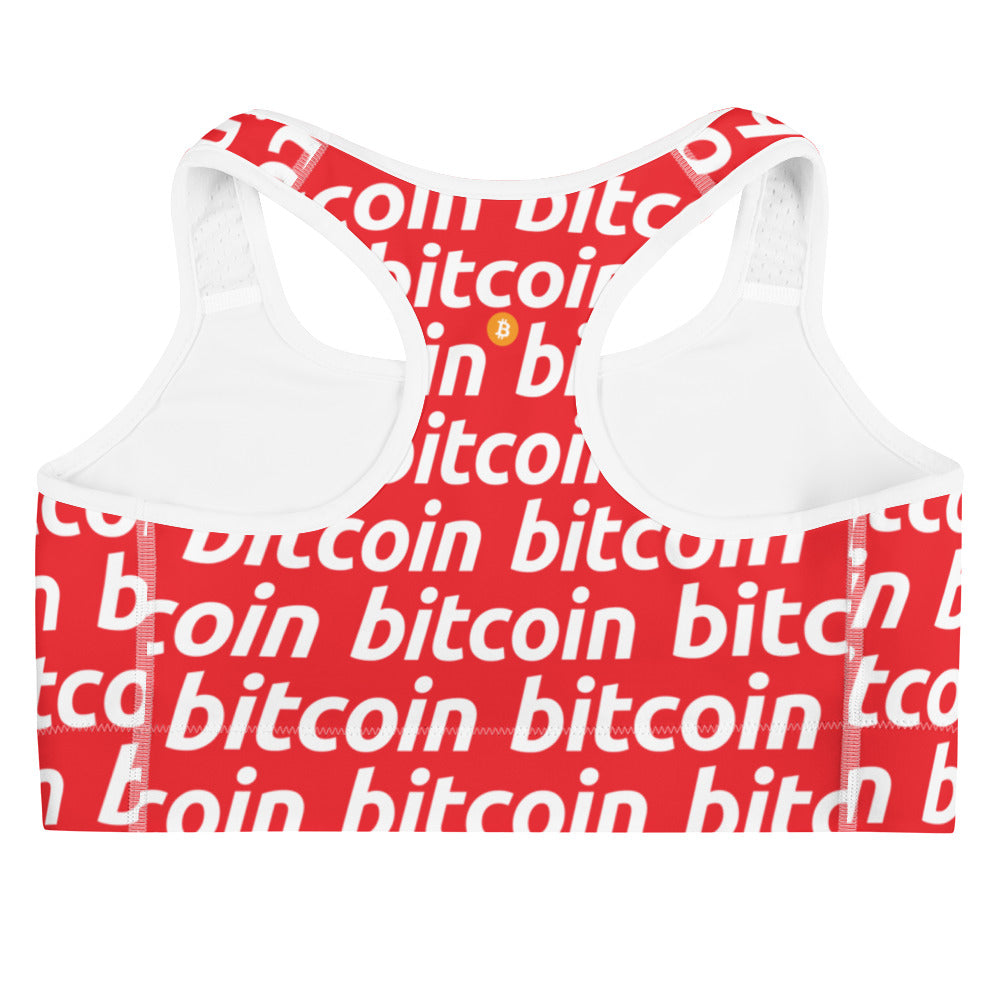 Bitcoin Red White Sports Bra printful