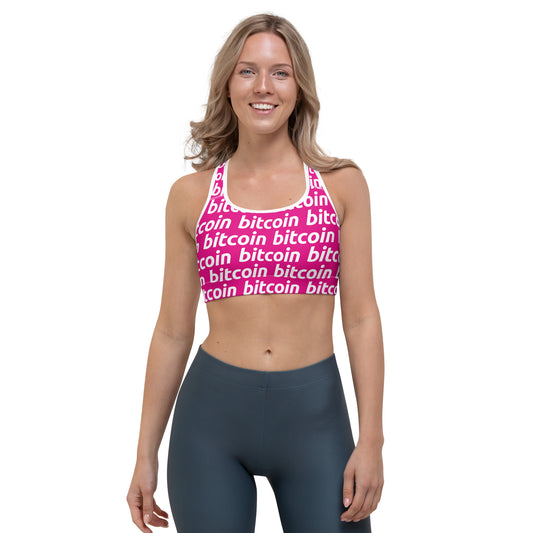 Bitcoin Amarena White Sports Bra printful