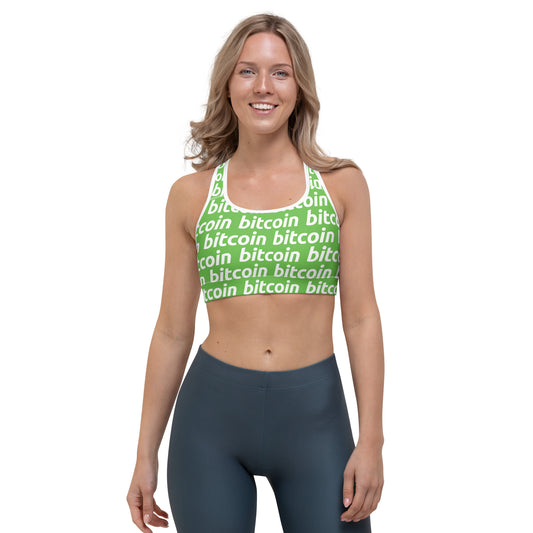 Bitcoin Grass White Sports Bra printful