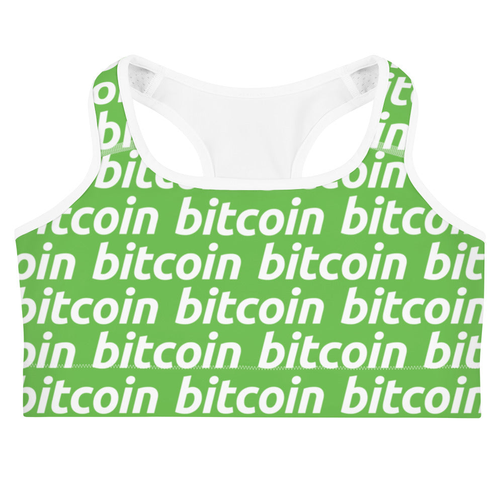 Bitcoin Grass White Sports Bra printful