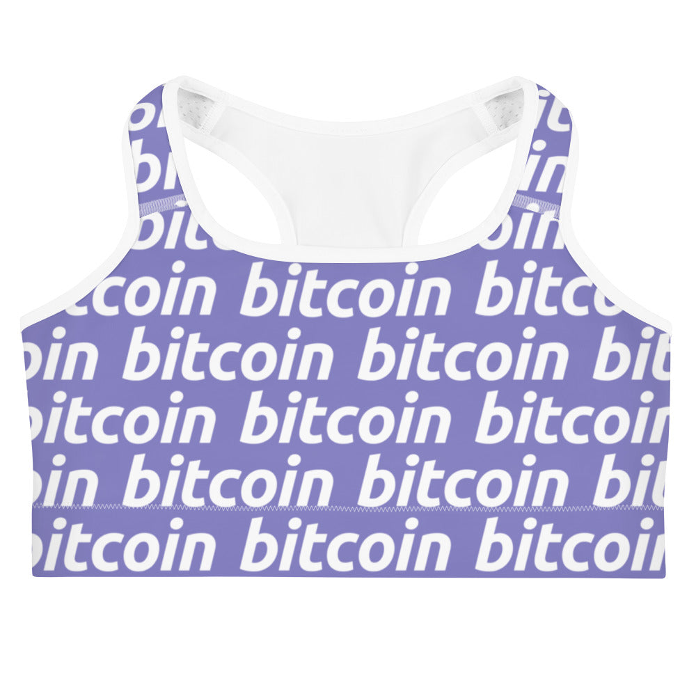 Bitcoin Violetta White Sports Bra printful