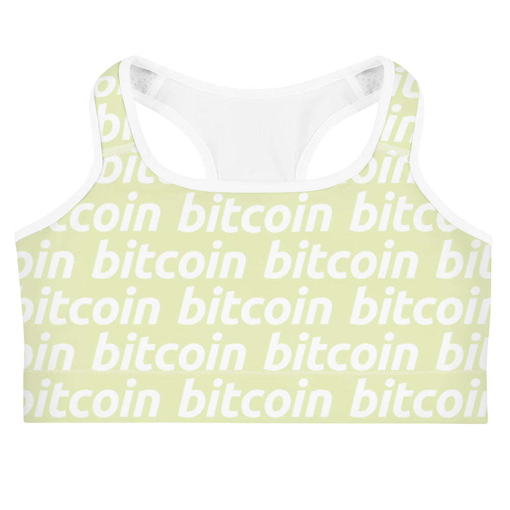 Bitcoin Lime White Sports Bra