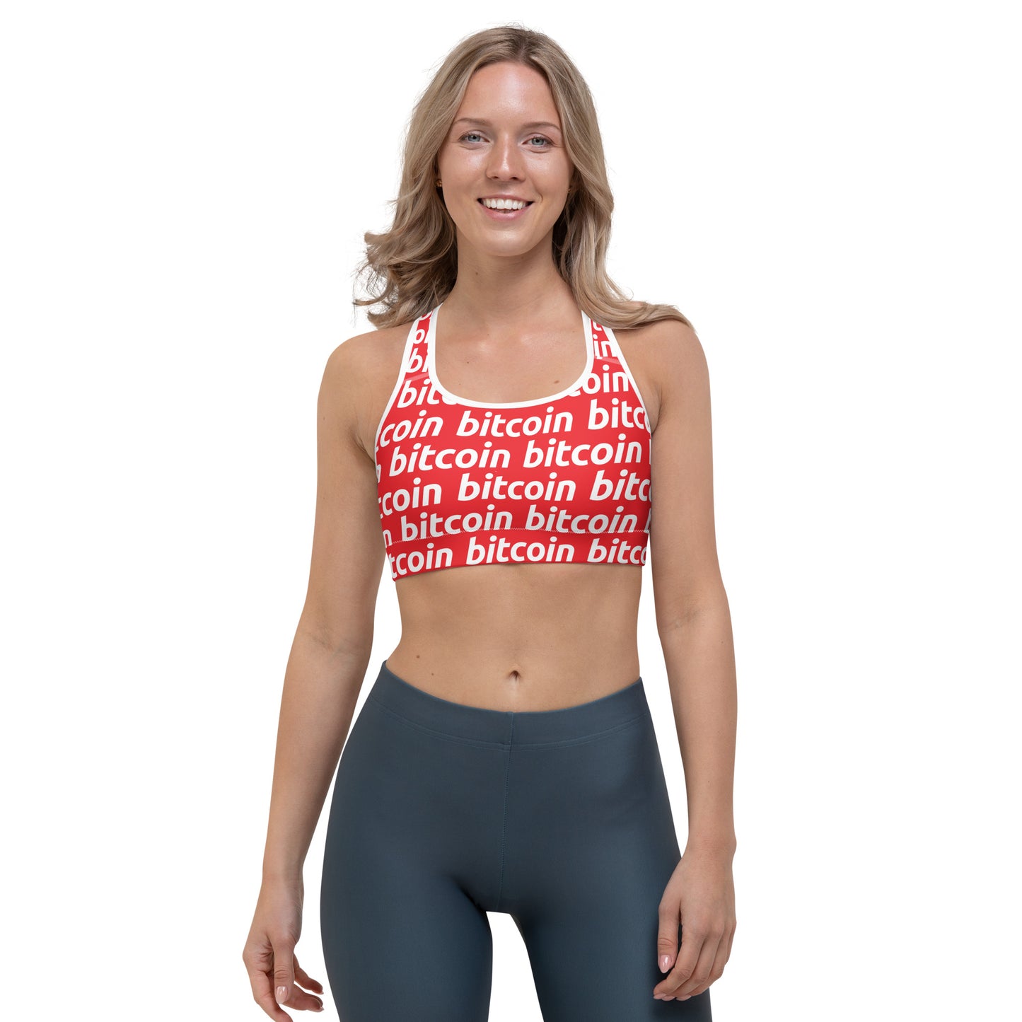 Bitcoin Red White Sports Bra