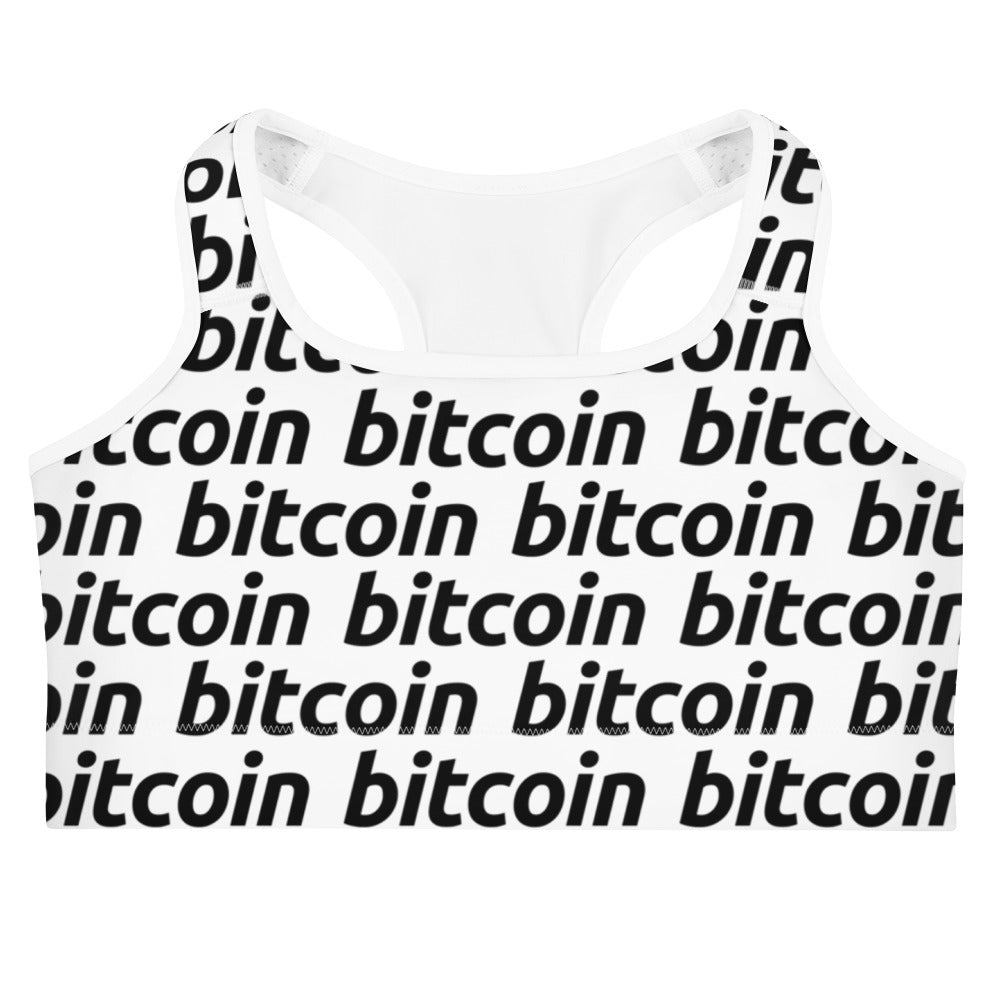Bitcoin Snow Sports Bra printful