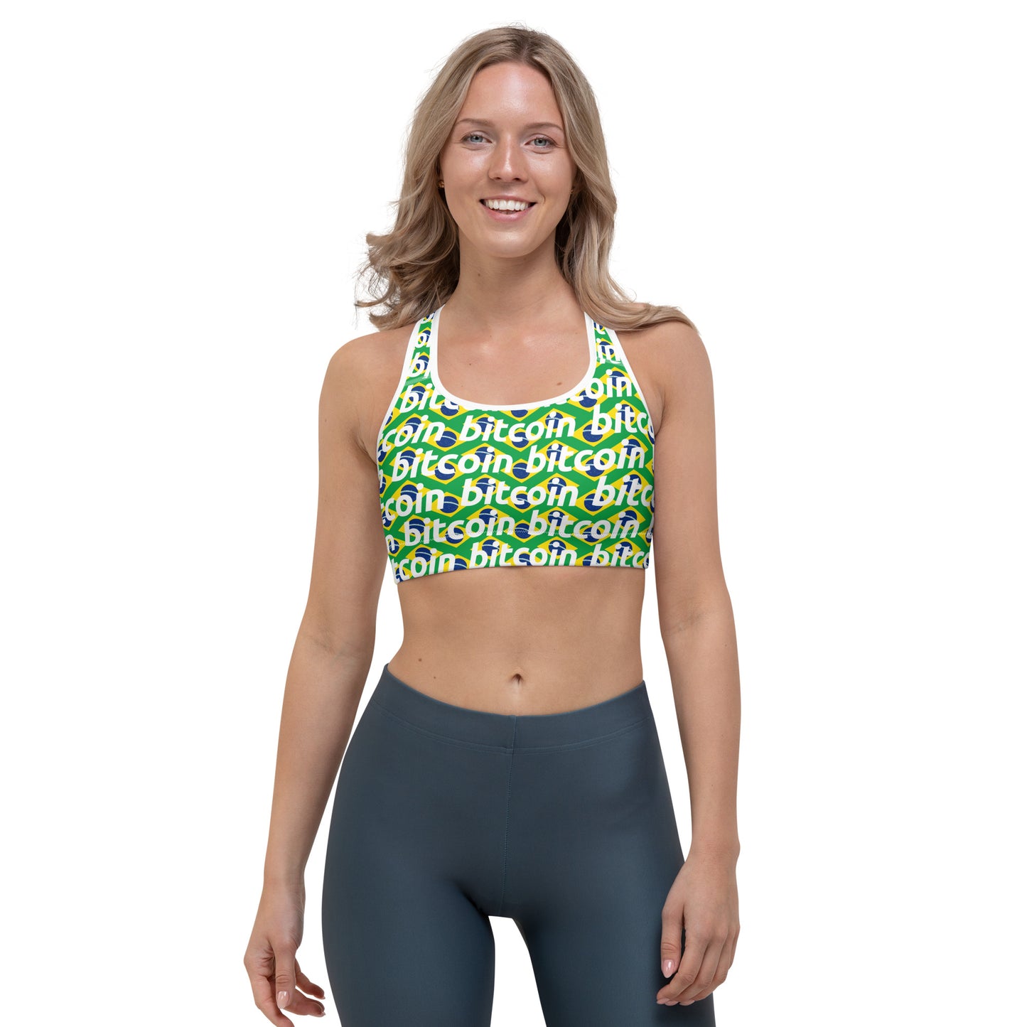 Bitcoin Brazil Sports Bra printful