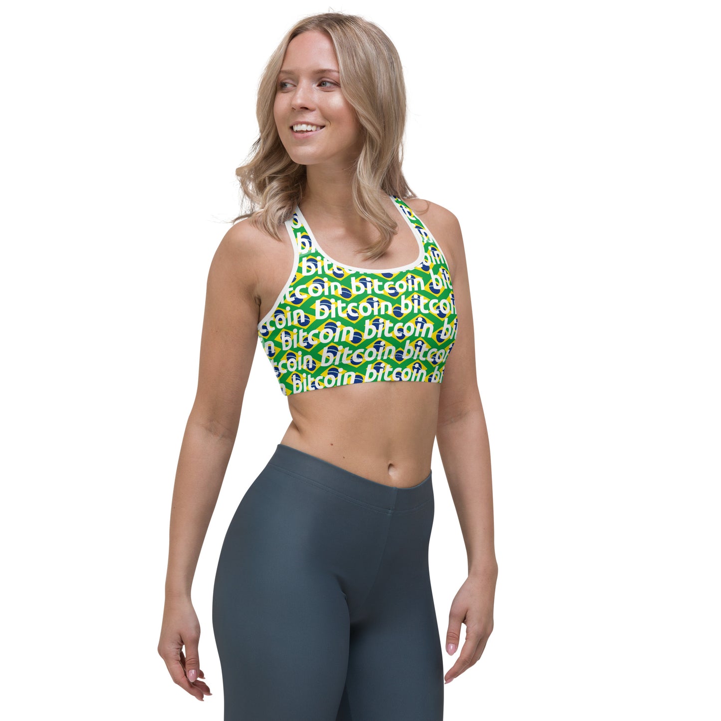 Bitcoin Brazil Sports Bra printful