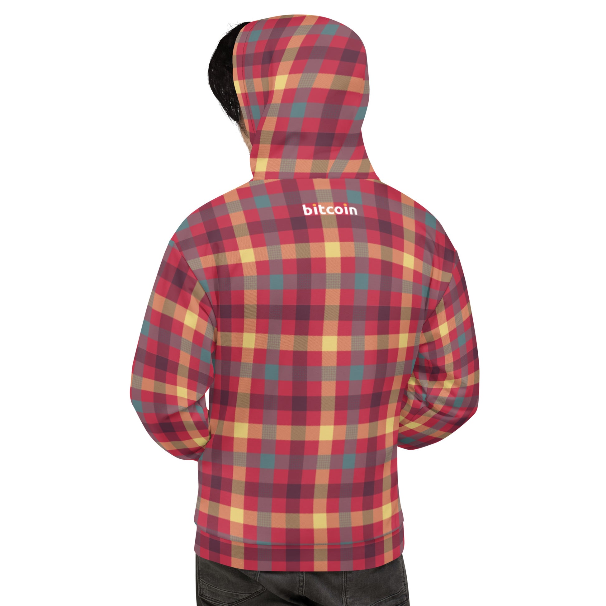 Bitcoin Tartan Red Hoodie In N Out Crypto