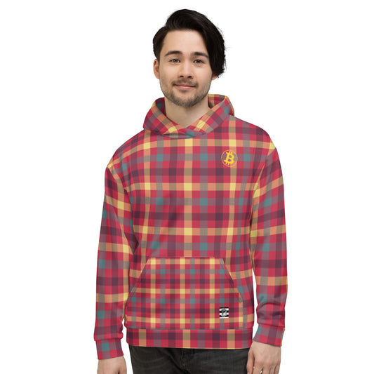 Bitcoin Tartan Red Hoodie In N Out Crypto