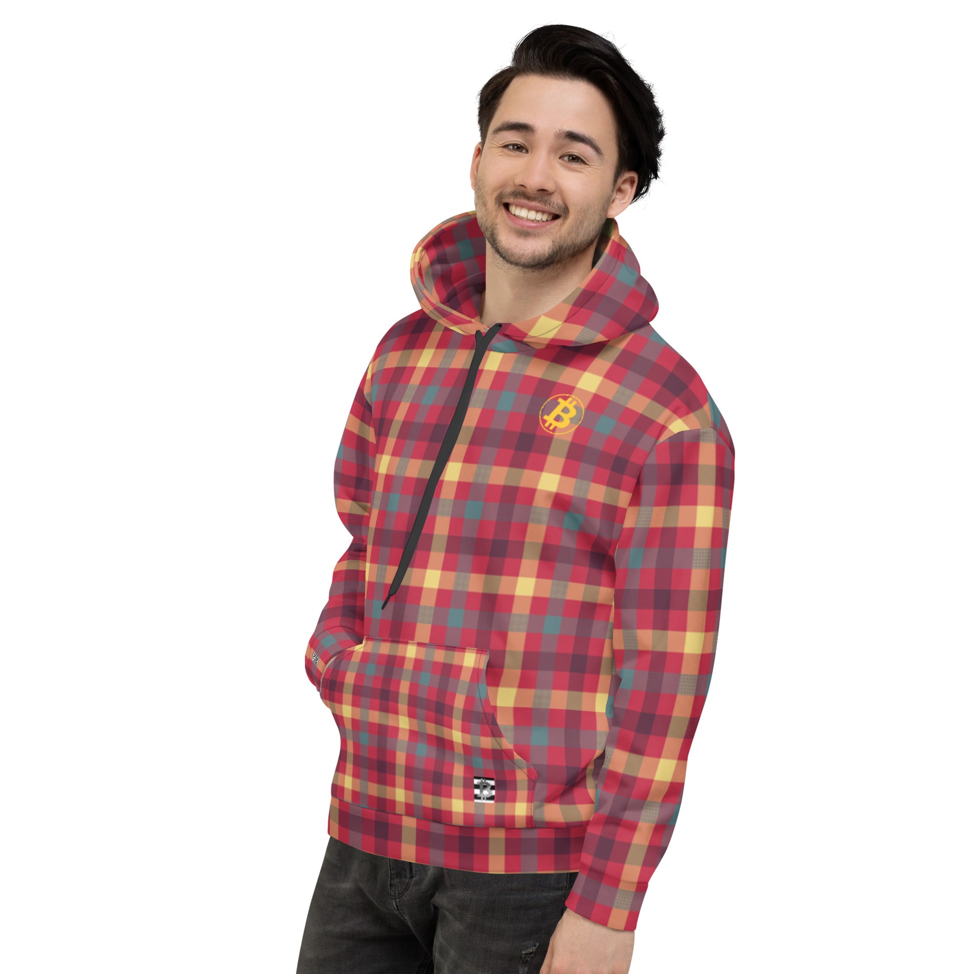 Bitcoin Tartan Red Hoodie In N Out Crypto