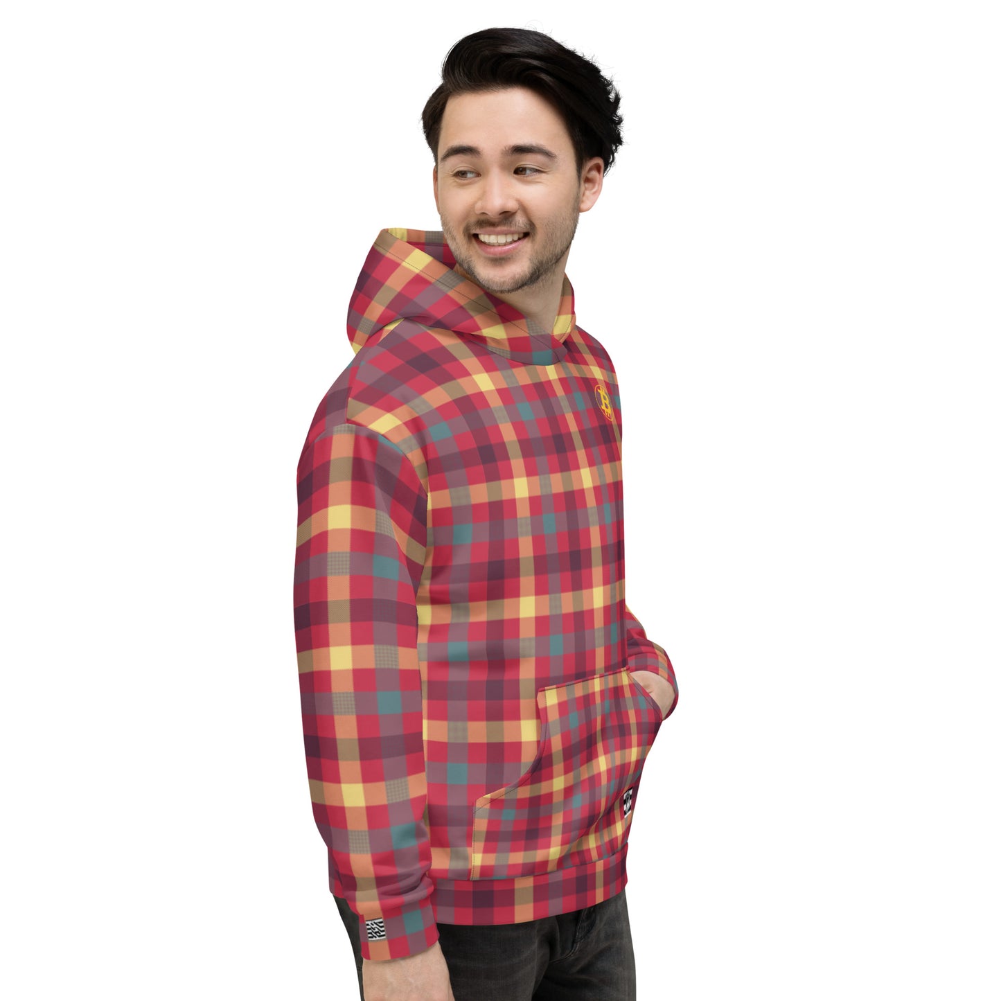 Bitcoin Tartan Red Hoodie