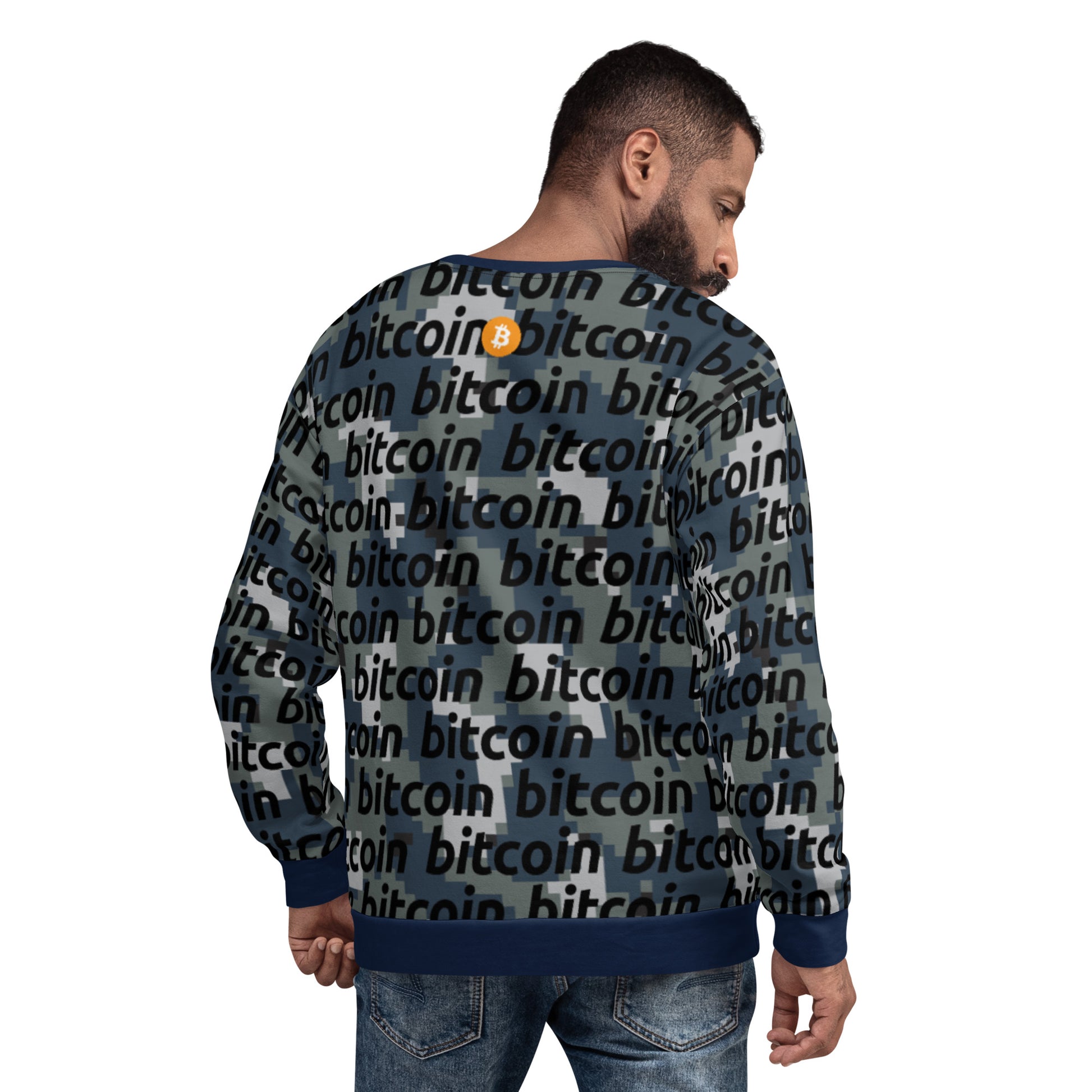 Bitcoin Camo Navy Sweatshirt printful