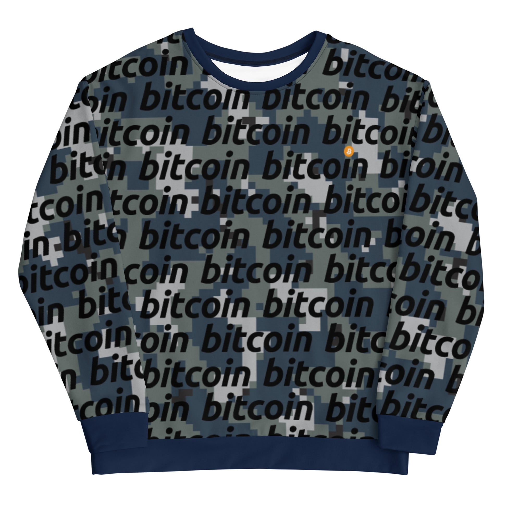 Bitcoin Camo Navy Sweatshirt printful