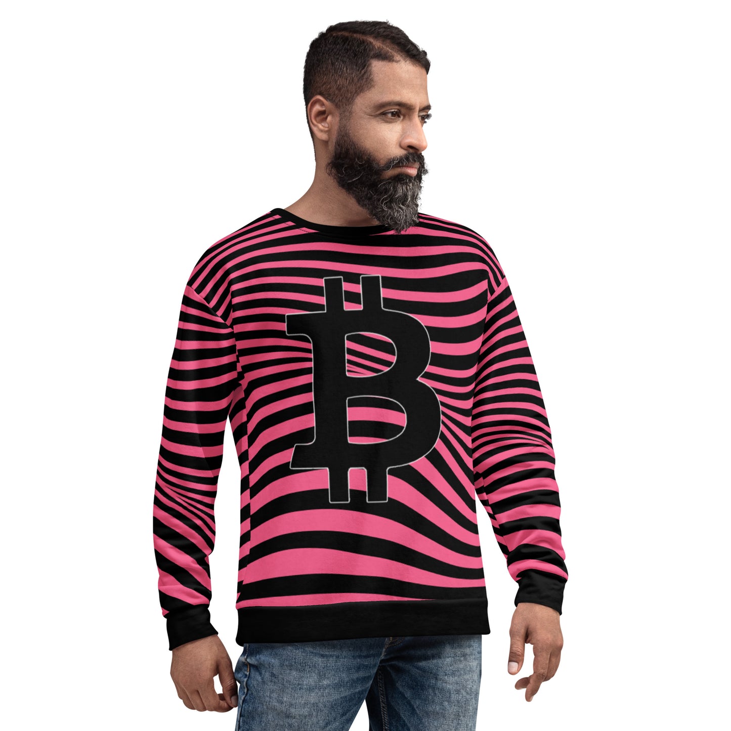 Bitcoin Chaos Stripe Sweatshirt printful