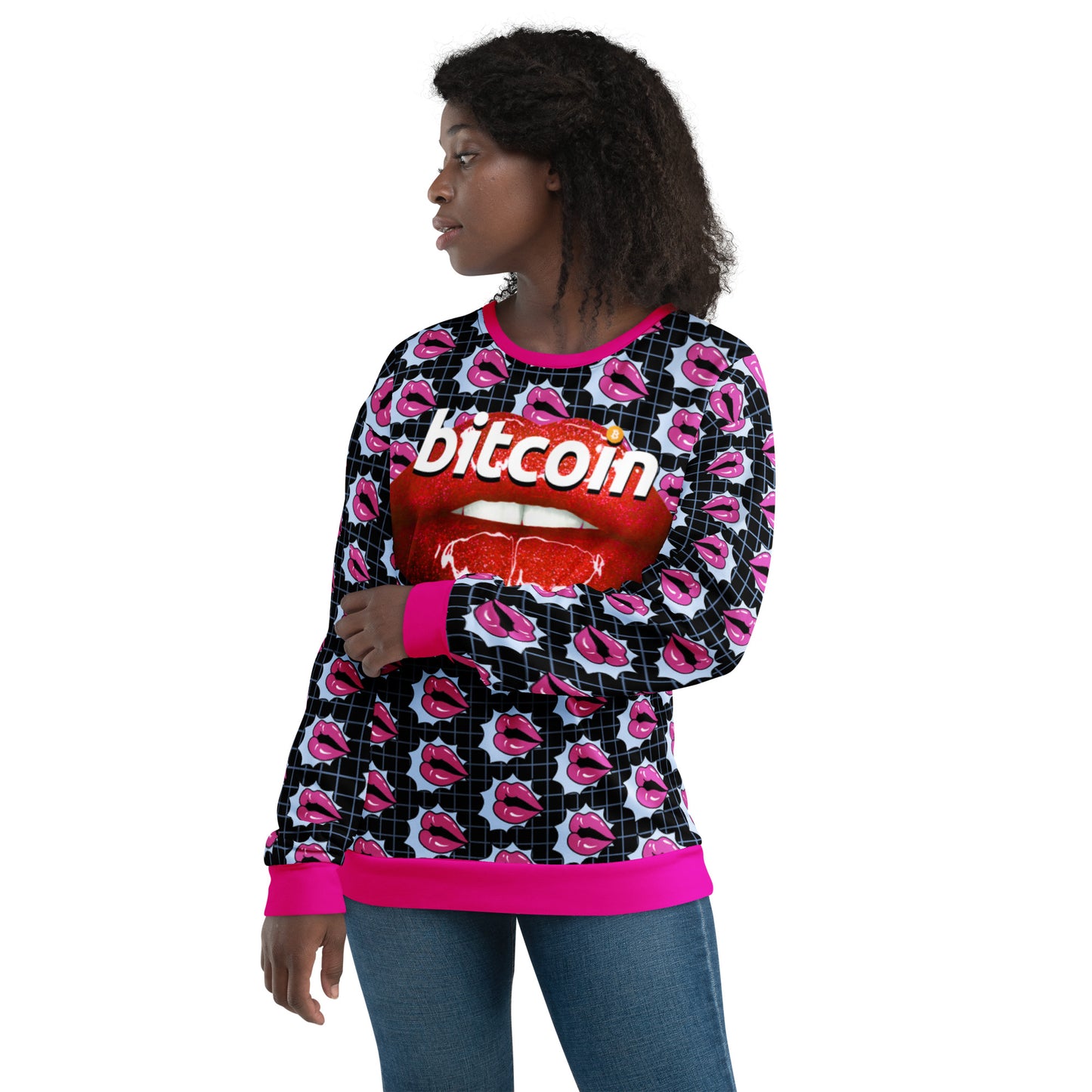 Bitcoin Lips Unisex Sweatshirt In N Out Crypto