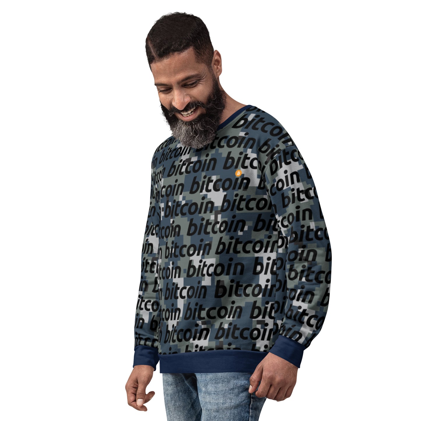 Bitcoin Camo Navy Sweatshirt printful
