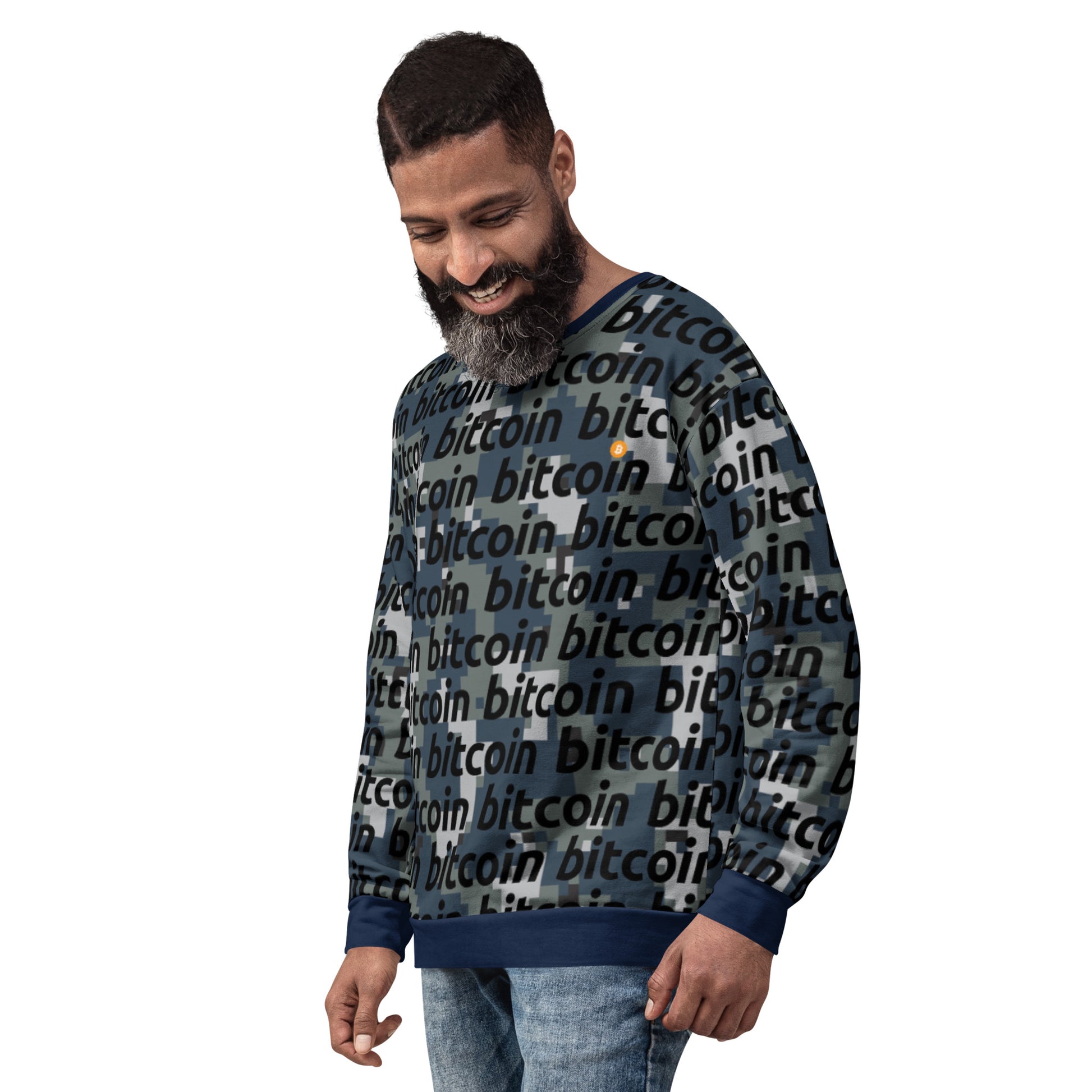 Bitcoin Camo Navy Sweatshirt printful