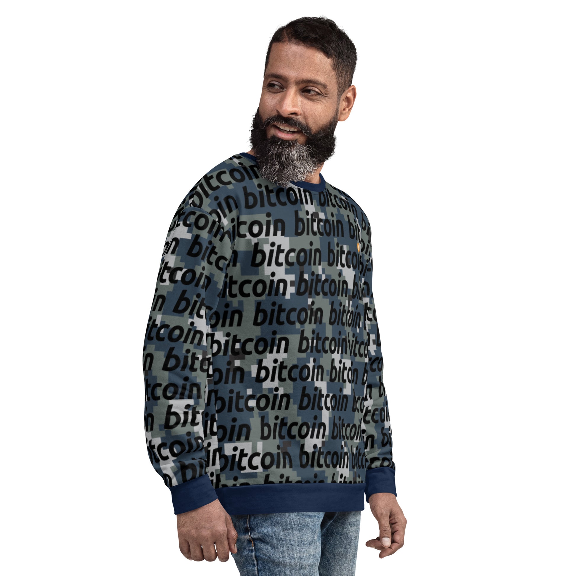 Bitcoin Camo Navy Sweatshirt printful