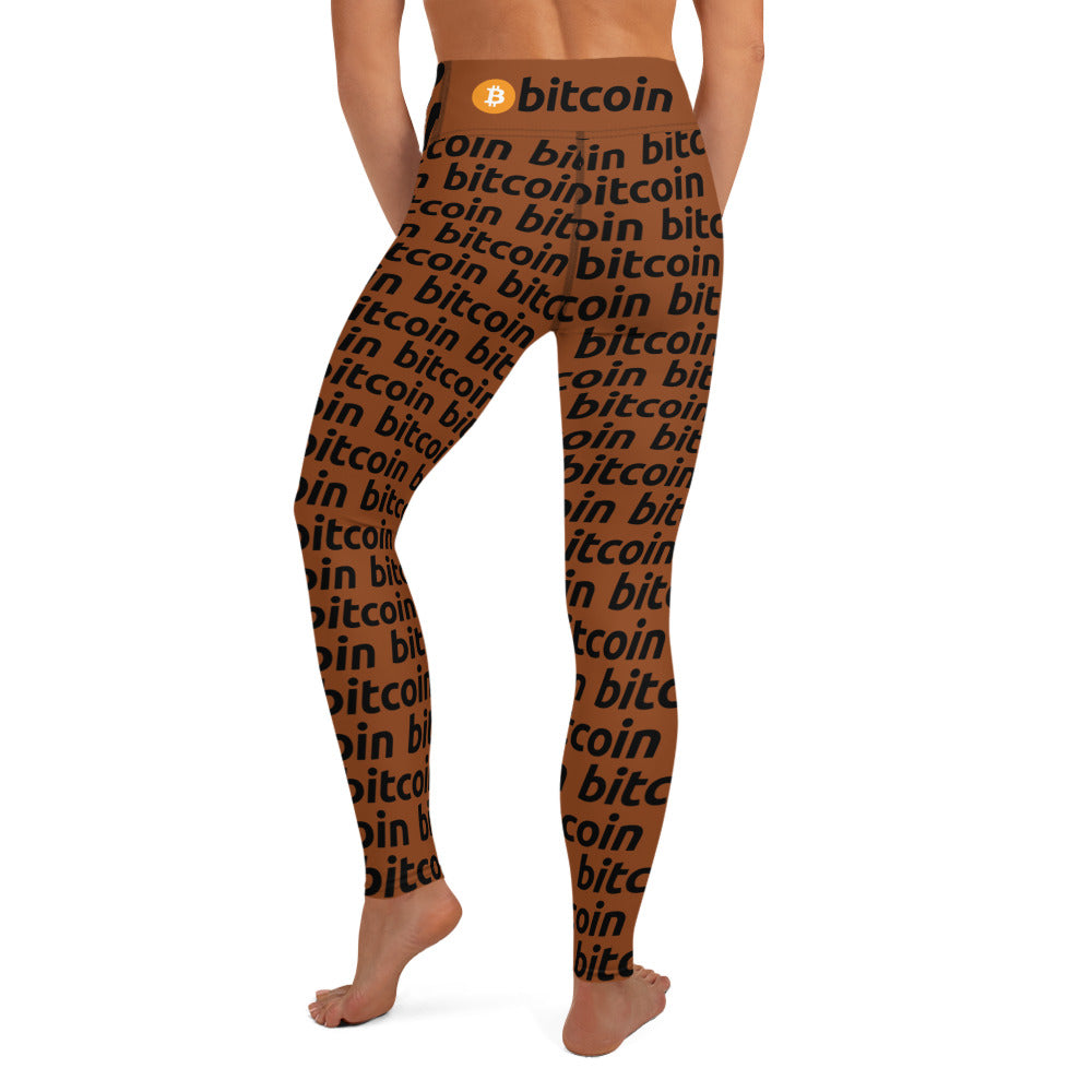 Bitcoin Brown Yoga Leggings printful