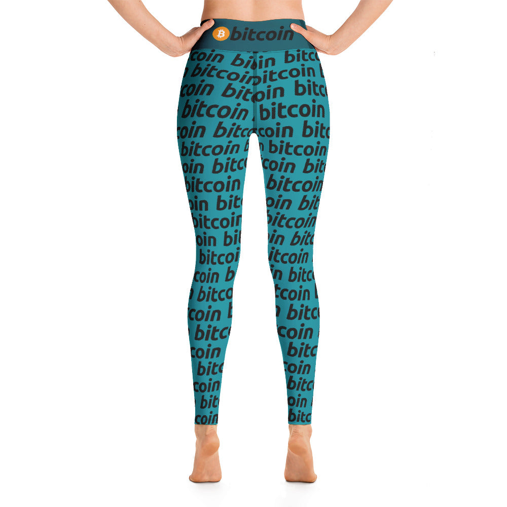 Bitcoin Blu Yoga Leggings printful