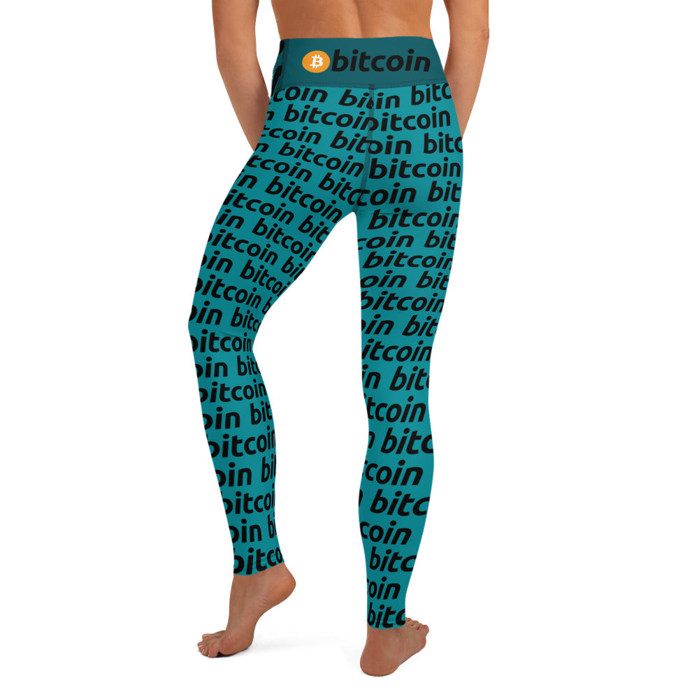 Bitcoin Blu Yoga Leggings printful