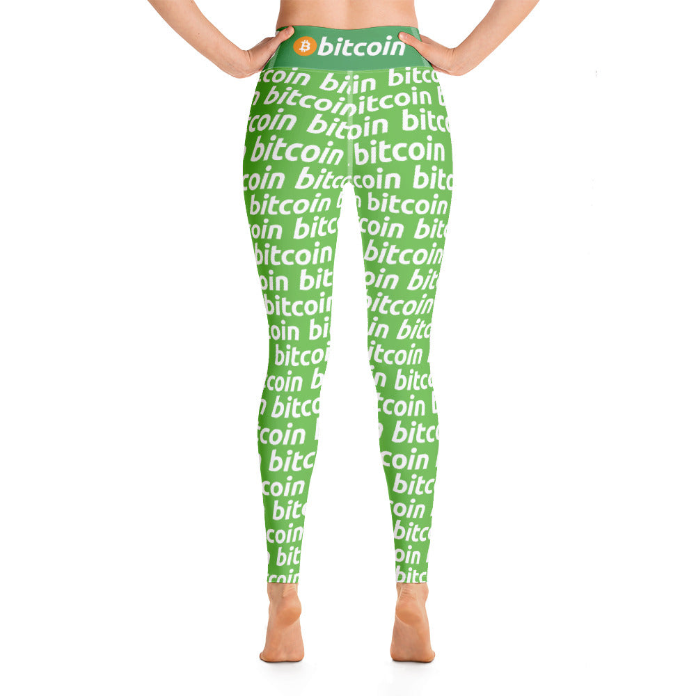 Bitcoin Grass White Yoga Leggings printful