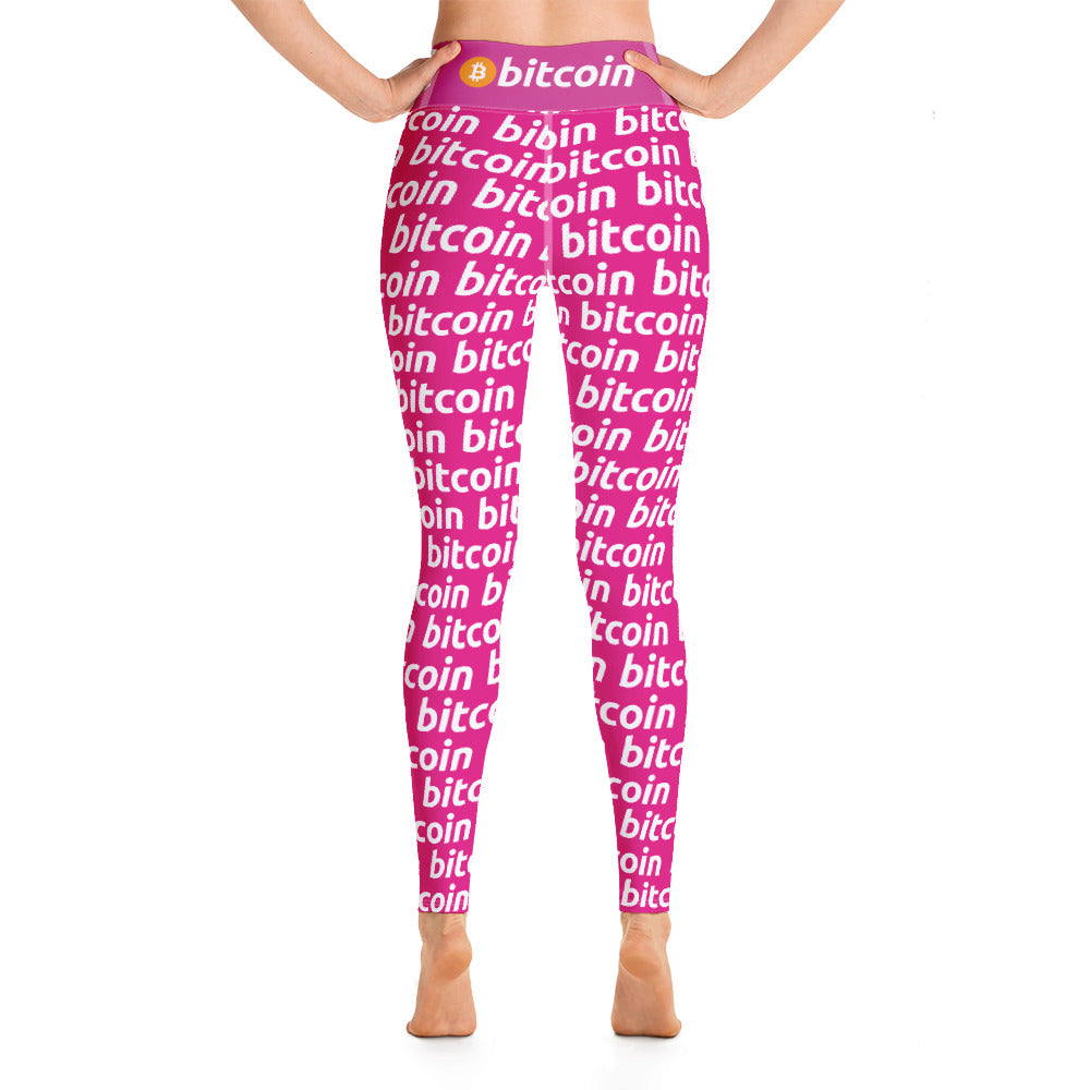 Bitcoin Amarena White Yoga Leggings printful