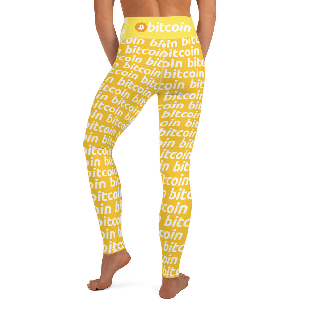 Bitcoin Honey White Yoga Leggings printful