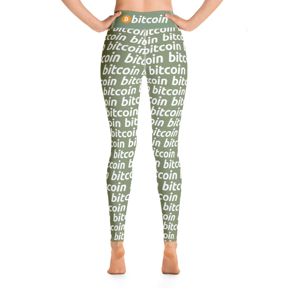 Bitcoin Forest White Yoga Leggings printful