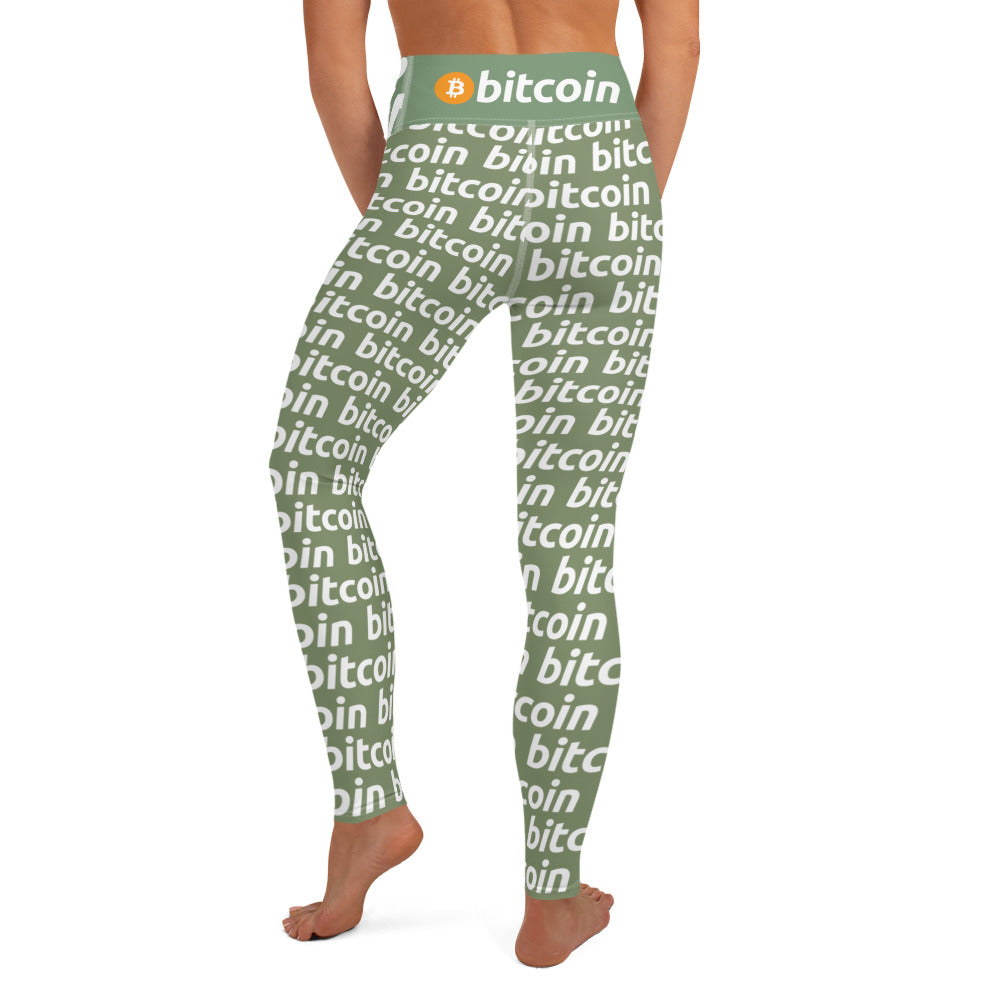 Bitcoin Forest White Yoga Leggings printful