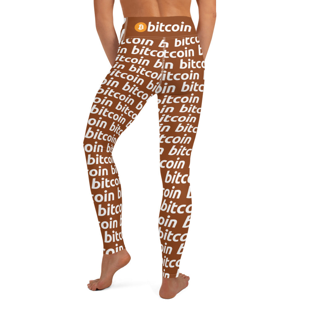 Bitcoin Hazelnut White Yoga Leggings printful