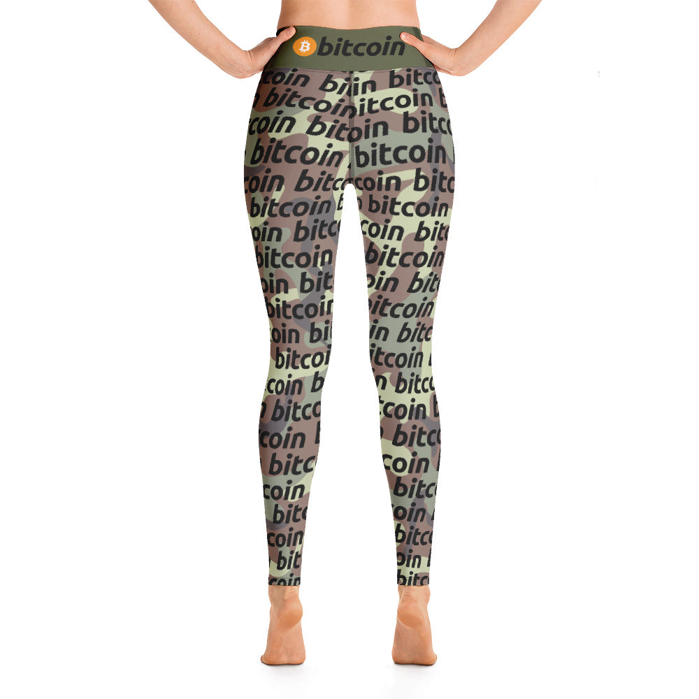 Bitcoin Army Camo Yoga Leggings printful