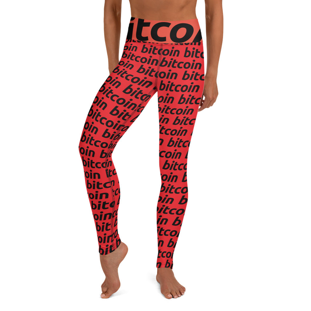 Bitcoin Red Yoga Leggings printful