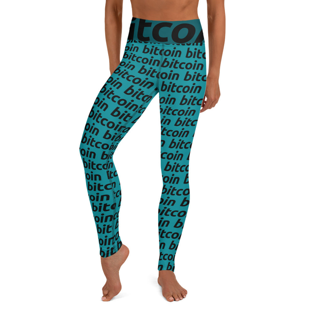 Bitcoin Blu Yoga Leggings printful