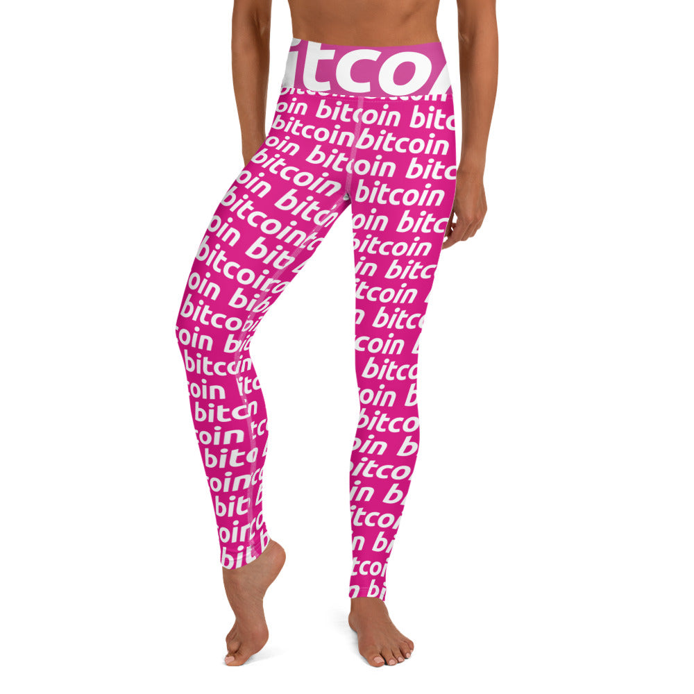 Bitcoin Amarena White Yoga Leggings printful