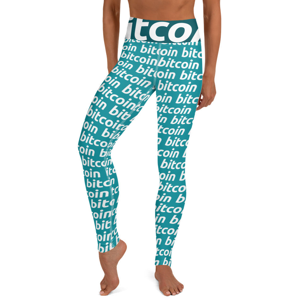 Bitcoin Blu White Yoga Leggings printful