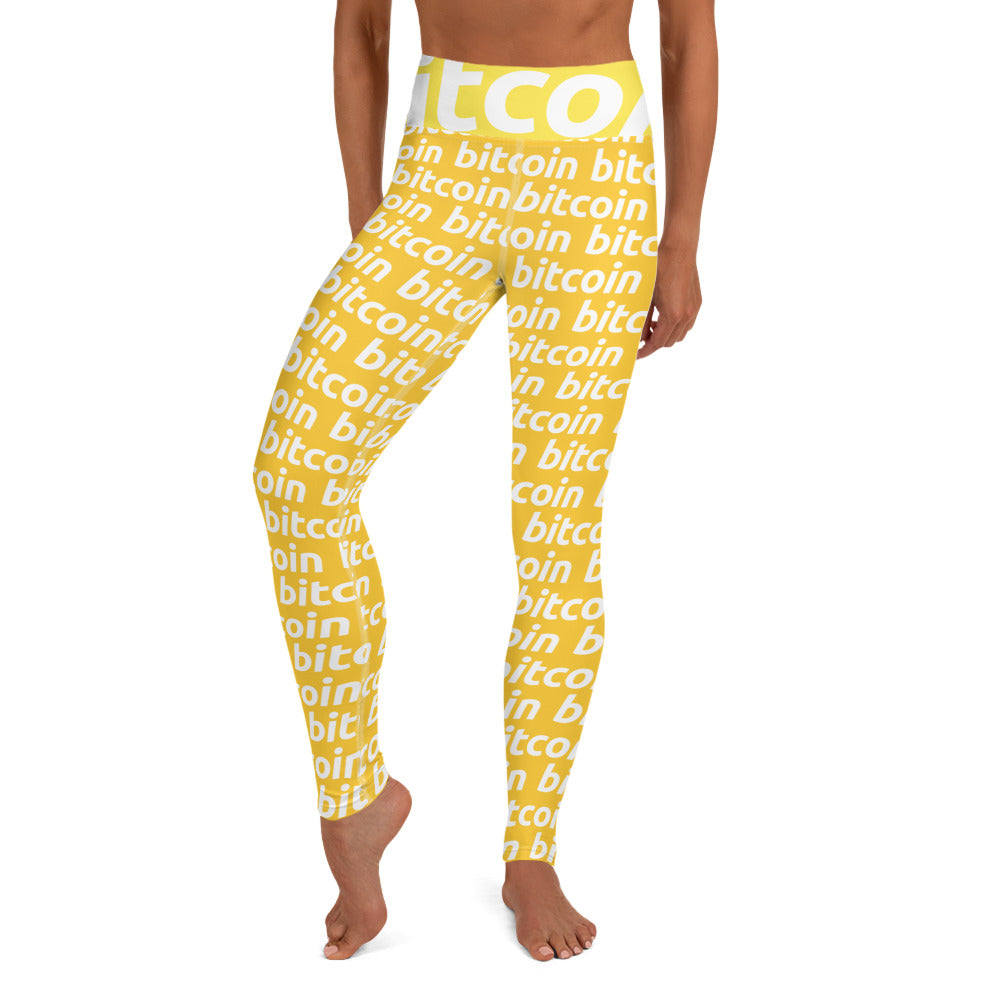 Bitcoin Honey White Yoga Leggings printful