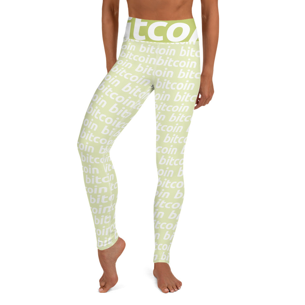 Bitcoin Lime White Yoga Leggings printful
