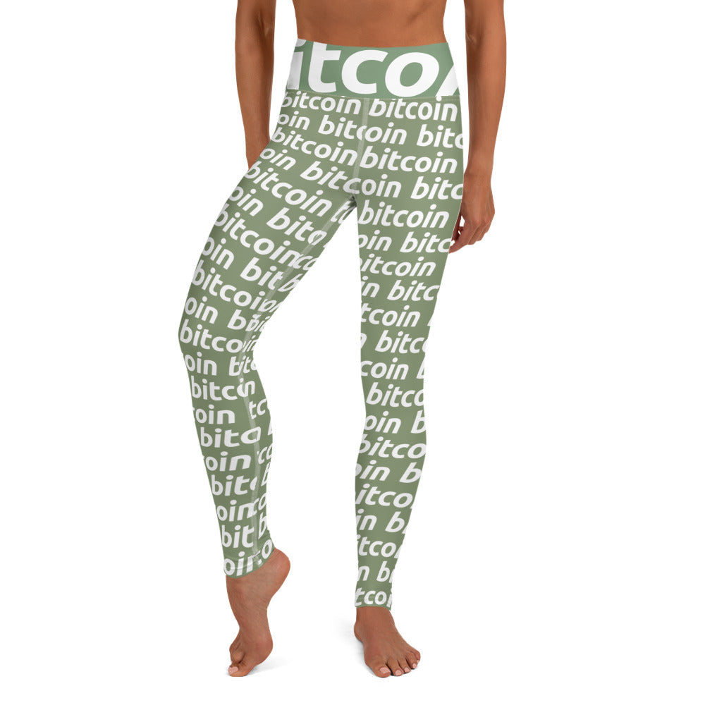 Bitcoin Forest White Yoga Leggings printful