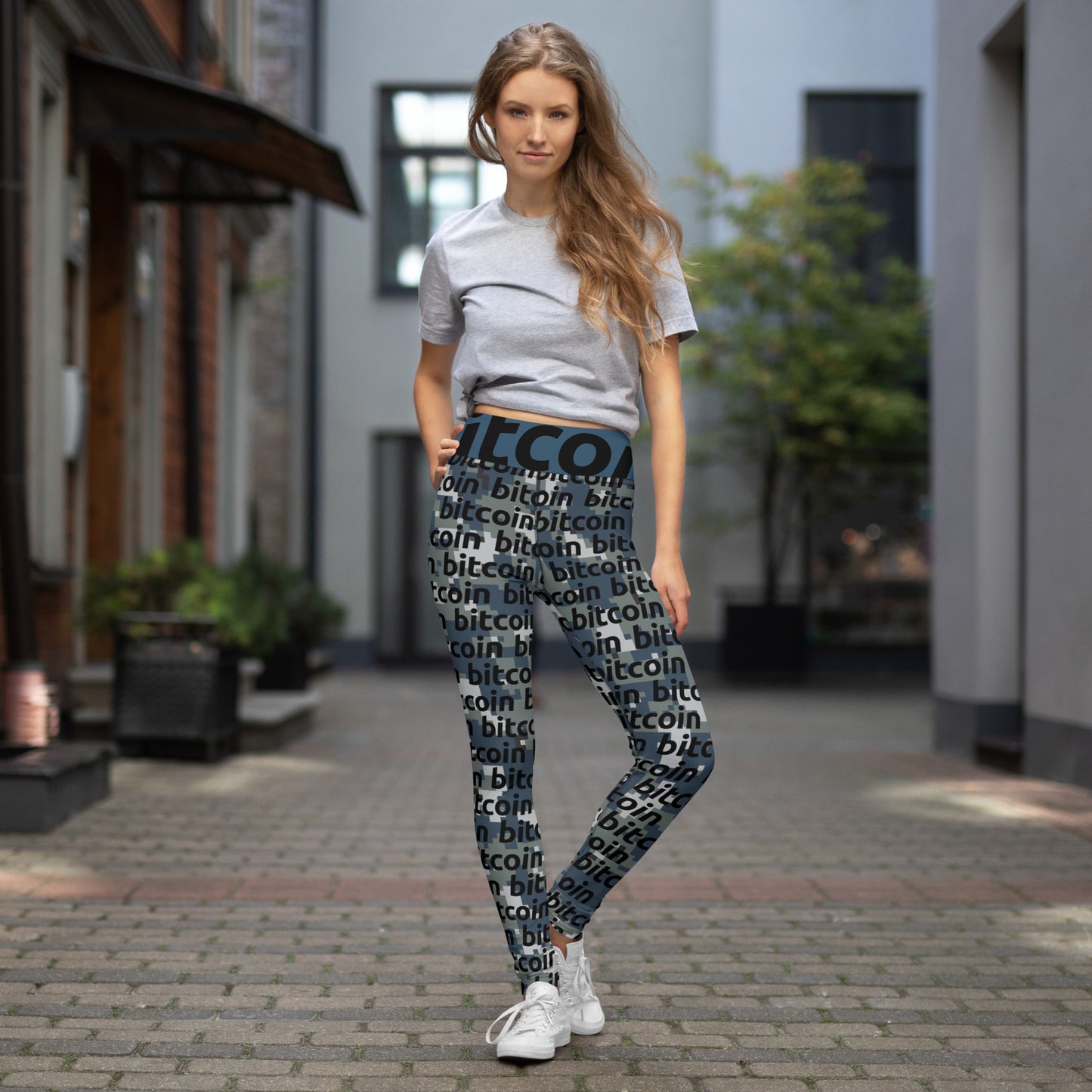 Bitcoin Urban Camo Yoga Leggings printful